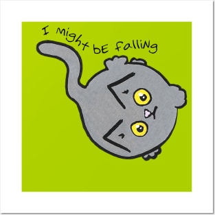 I Might Be Falling Circle Cat Posters and Art